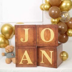 BROWN 12″ Balloon Boxes with Metallic Trim Centerpiece Decorations