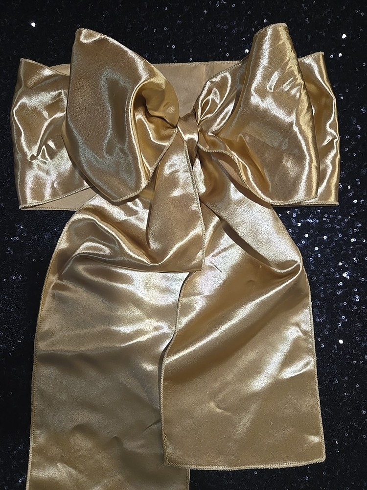 40pcs Satin Chair Cover Bow Sash 106″x6.5 Gold Brass Wedding Party Banquet Event