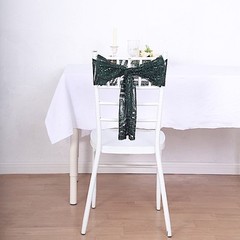 5 HUNTER GREEN Tulle CHAIR SASHES Sequins Geometric Pattern Party Events