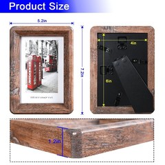 4×6 Picture Frame – Rustic Wooden Picture Frame with Real Tempered Glass, Gif…