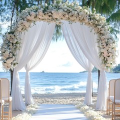 Wedding Arch Draping Fabric 28″x19FT, Sheer White Chiffon Backdrop, 2 Panels for