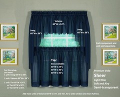 Today’s Curtain Emelia Original Voile Swag Pair 38″, Navy, 60″ W x 38″ L