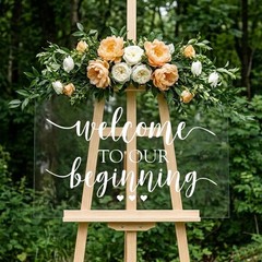 Water Resistant Vinyl Wedding Welcome Sign, Handmade with Elegant Touch