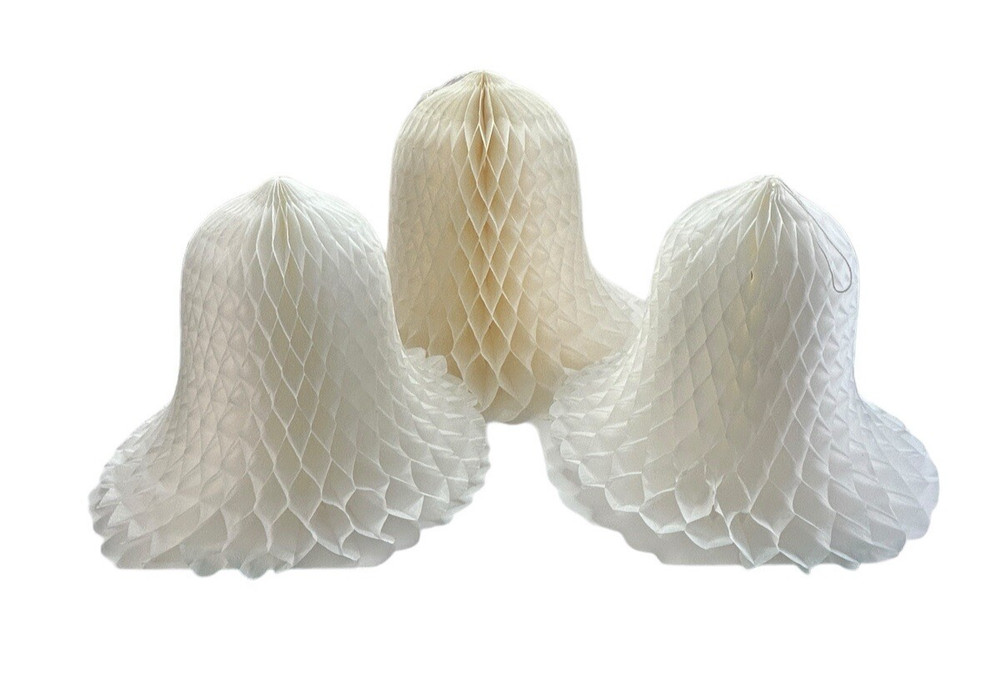 Vintage Wedding Bells Tissue Paper Honeycomb Decorations Set of 3 Bridal Shower