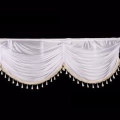 1-6M Long Ice Faux Silk Swag Drape Panel Valance W/Tassel Veil Wedding Stage DIY
