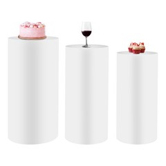 Metal Display Pedestal Stands 3 Pcs White 60×27/65×30/70x35cm Sturdy Cake Stand