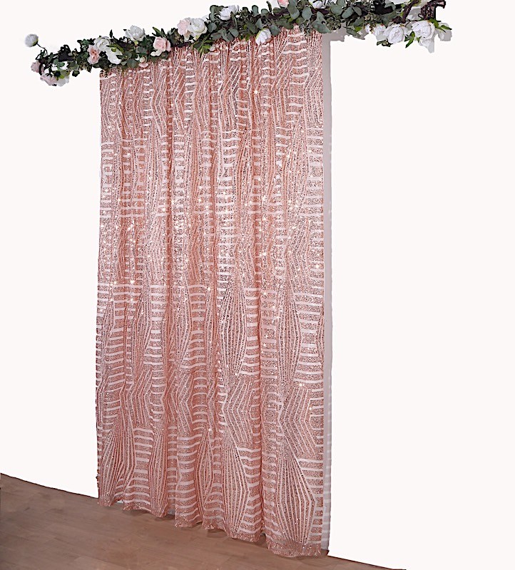 8ft x 8ft BLUSH Geometric Sequin Photo Backdrop CURTAIN Drape Panel Party Events