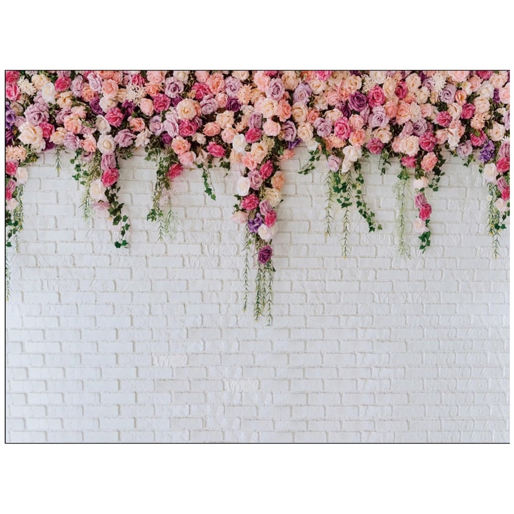 Bridal Shower Pink Rose Backdrop 8x6ft