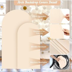 2 Set Champagne Arch Backdrop – 6.6FT, 5FT Spandex Fitted Wedding Arch Stand…