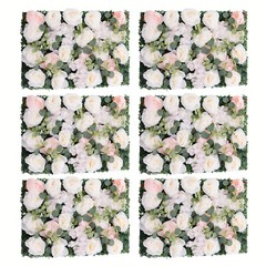 6Pcs Flower Wall Panel Rose Flower Backdrop Silk Fabric Floral Wall Mat 60x40cm