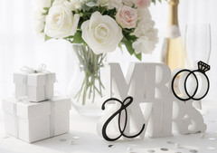 MR & MRS Wedding Table Sign with Rings, Valentine’s Day Gift