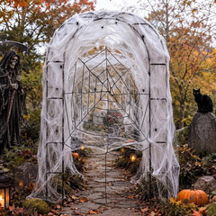 Halloween Archway Decorations Outdoor 7.9 FT, Black Metal Arch Stand with Coils
