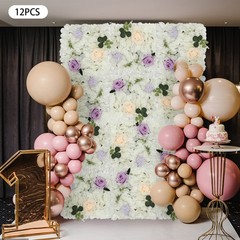 12pcs 3D Flower Wall Panel Artificial Flower Wall Background Silk Rose Wedding