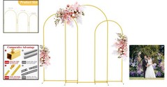 Elegant 3-Piece Gold Wedding Arch Stand Set – 7.2FT, 6.6FT, 6FT for Any Event