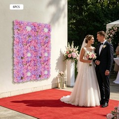 6 Pcs Artificial Floral Panels, Flower Wall Panels For Weddings, Birthdays