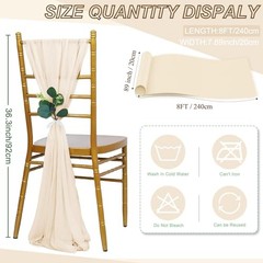 Chair Sashes 24 Pack 8FT Long Wedding Chair 1 Count (Pack of 24) Champagne