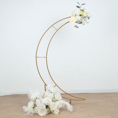 4 ft Gold Metal Half Crescent Moon Wedding Arch Flower Stand Centerpieces
