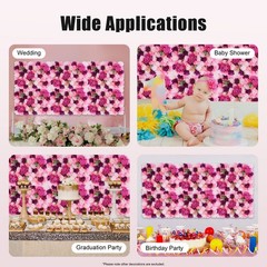 6 Pack Artificial Flower Wall Panels 3D Flowers Wall Panel Backdrop for Wedding