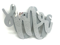 Hanging signs Mr & Mrs silver glitter, 2 pcs