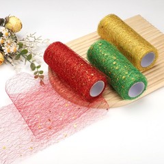 Moon & Star Tulle Rolls Fabric, 6″ x 10 Yard Nylon Tulle Ribbon, Gold