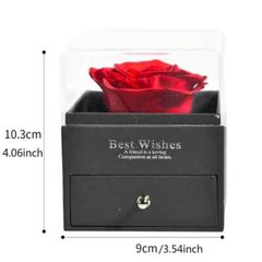 Exquisite eternal flower preserved in an acrylic jewelry box