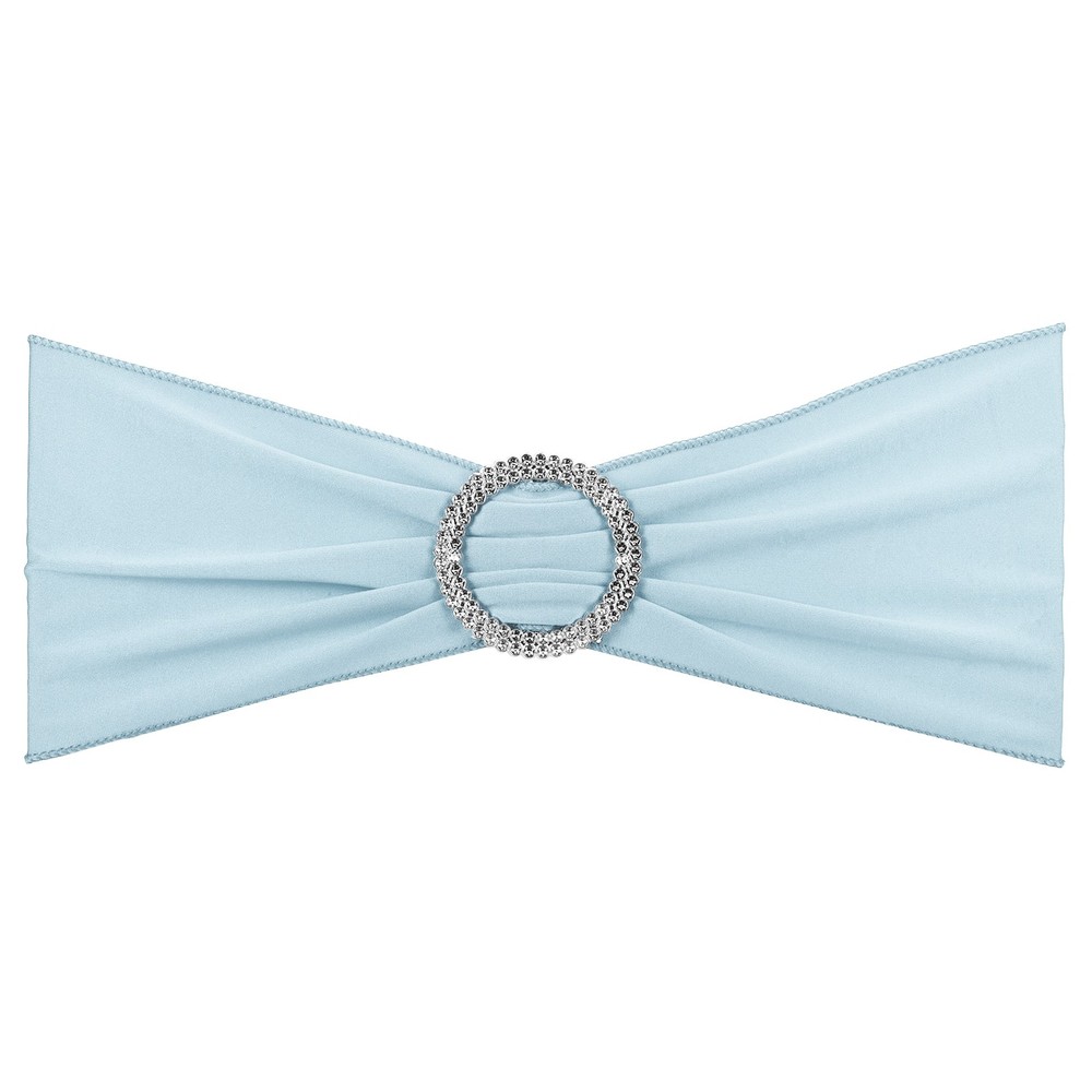 25Pcs 14″x5″ Stretch Chair Sashes Bows Chair Bands Sash with Buckle Sky Blue