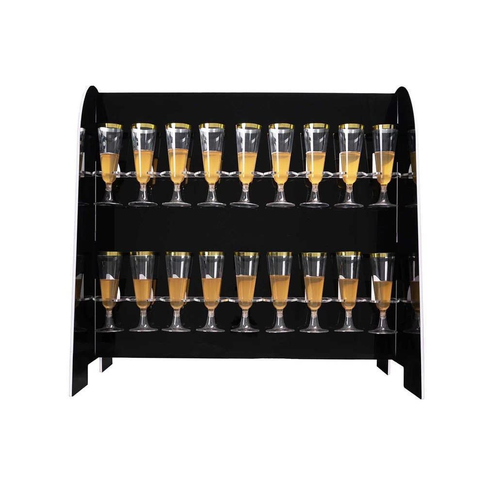 Black 25″ Foam 2-Tier Wine Glass Rack Champagne Flute Holder Stand Events