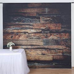 DARK BROWN 8 ft x 8 ft Printed Vinyl Photo Backdrop 3D Wood Design Banner Events