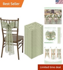 50 Pack Sage Green Lace Chair Sashes with Bows – Twine Your Wedding Elegance