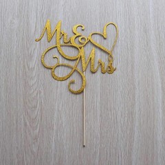 Gold Glitter Mr & Mrs Cake Topper – Wedding, Engagement, Wedding Anniversary …
