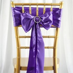 10 Purple Satin CHAIR SASHES Ties Bows Wedding Ceremony Reception Decorations