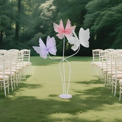 Giant 3-head Artificial Butterfly Decorations, for Wedding, White, Pink, Purple