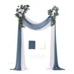 Uimoso Artificial Wedding Arch Flowers Kit Blue With 2 Pcs Flowers 2 Pcs Drapes