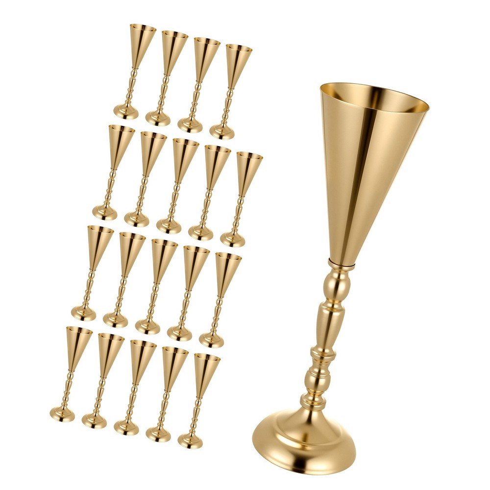 Uimoso Set of 20 Gold Trumpet Vases, 16.9in Tall Wedding Table Centerpieces