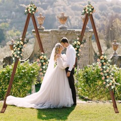 2 Pack Rustic Wedding Arch Triangle Arbor Backdrop Party Stand 8.2ft 9.8ft Wood