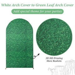 7.2 ft Green Leaves Arch Backdrop Cover, Wrinkle Free Stretchy Spandex Greene…