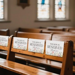 Reserved Row Signs Seating Placeholder Church Pews Cloth Signs for Wedding 4 Pc