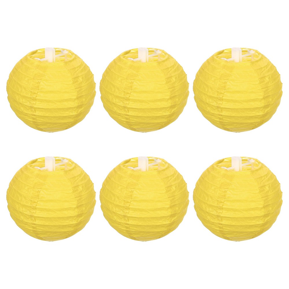 6pcs 4 Inch Folding Hanging Paper Lanterns Small Lampshade Yellow