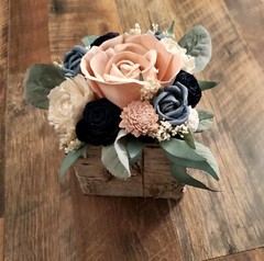 16PC Pink Dusty Blue Centerpiece Set Artificial Navy Sola Wood Wedding Flowers