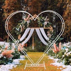 Metal White Heart Wedding Arch Stand Garden Wedding Props Arch w/ Heavy Capacity