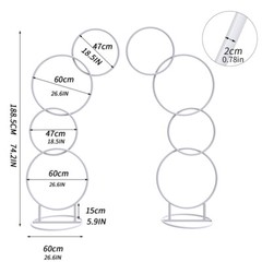 2x Detachable Tall Metal Balloon Arch Kit Wedding Backdrop Stand 8 Circle Frames
