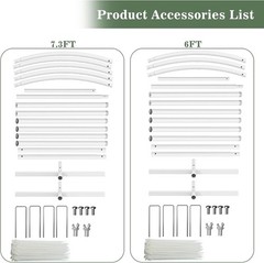 Set of 2 Metal Arch Backdrop Balloon Stand Decor for Wedding Birthday 7.3FT&6FT
