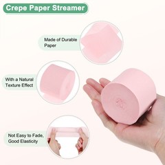 6-Rolls 492ft Crepe Paper Streamer for DIY [Light Pink-1.8 Inch x 82 Ft/Roll]