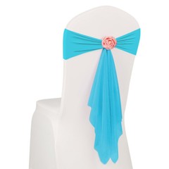 10/20x Spandex Stretch Wedding Party Chair Cover Band Bow Sashes w/ Flower Decor