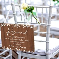 Rustic Wedding Memorial Sign with Ribbon Reserved Signs Wood in Loving Memory…