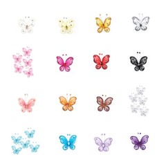 60/120-PACK 2″ ORGANZA NYLON MESH BUTTERFLIES WITH WIRE GLITTER & RHINESTONES