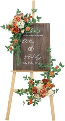 2Pc Burnt Orange Wedding Welcome Sign Floral Swag Garland Flowers