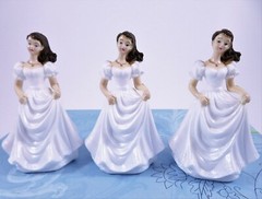 Bridal Shower Cake Topper Or Wedding Decor 4.5″ Lady In White Gown Lot Of 3