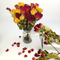 Toot Natural Dried Flowers Bouquet, 10 Pcs Red Dried Roses Bouquet for