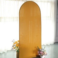 6 ft GOLD Matte Fitted Spandex Round Top Arch Backdrop STAND COVER Party